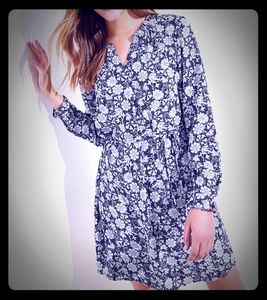 NWT Loft floral ruffle cuff tie-waist dress